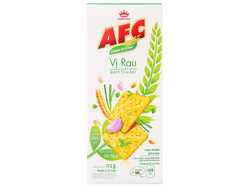 [Hộp 172g] Bánh AFC dinh dưỡng vị rau cải (8 gói x 21.5g)