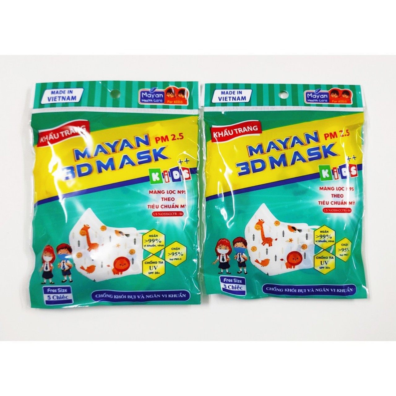 Combo 5 Bịch Khẩu trang Mayan trẻ em 5 cái/bịch