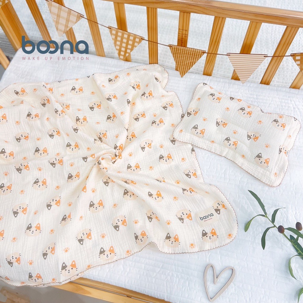 Khăn tắm xô Muslin cao cấp BOONA chính hãng 4 lớp đa năng cho bé