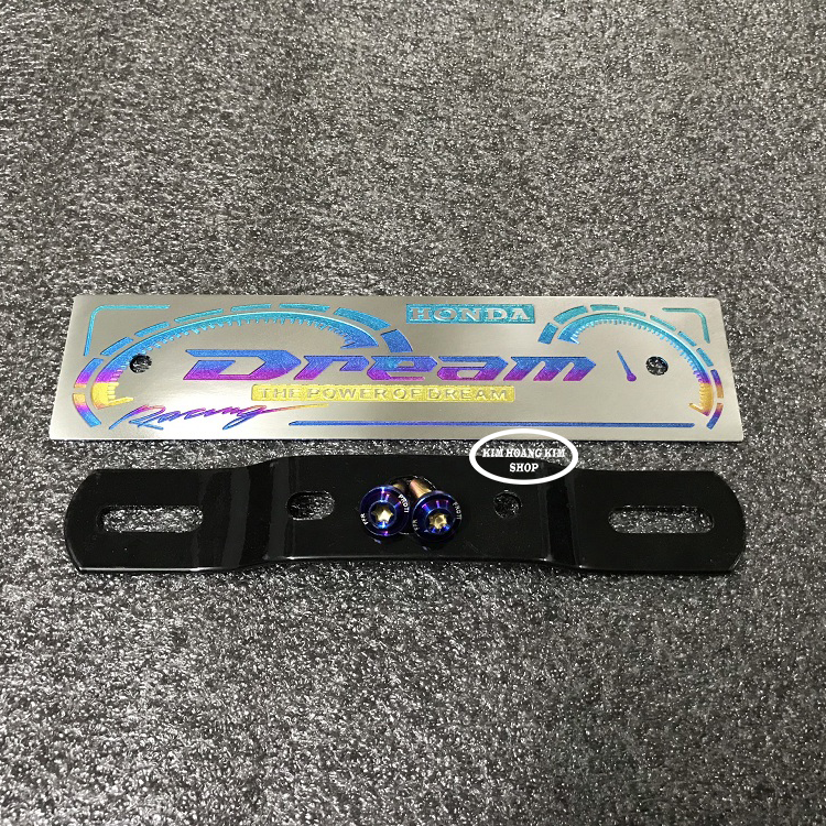 Bảng tên TITANIUM điện phân dành cho Dream + 2 ốc Titan GR5 xanh tím,Xanh lục (100% TITAN)