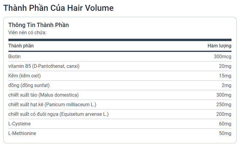 Viên Hair Volume trỗ trợ mọc tóc giảm rụng