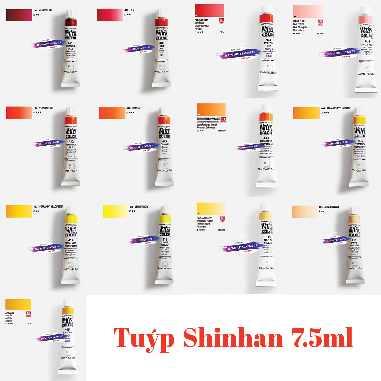 Màu Nước Lẻ SHINHAN PROFESSIONAL Tuýp 7.5ml - P1