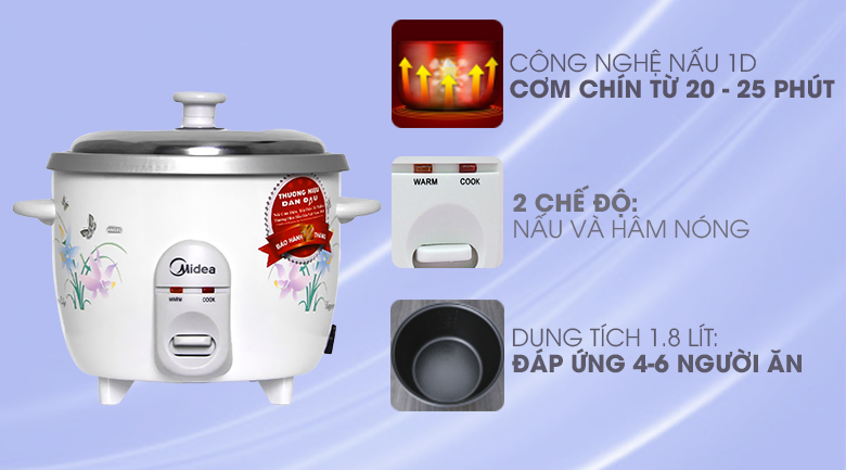 Nồi cơm điện Midea nắp đậy 1,8 lít MR-GM18SA