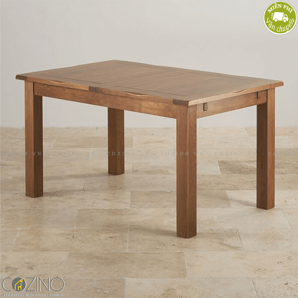[Trả góp 0%]Bàn ăn 4 chỗ Rustic gỗ sồi 1m2 (120x60cm)