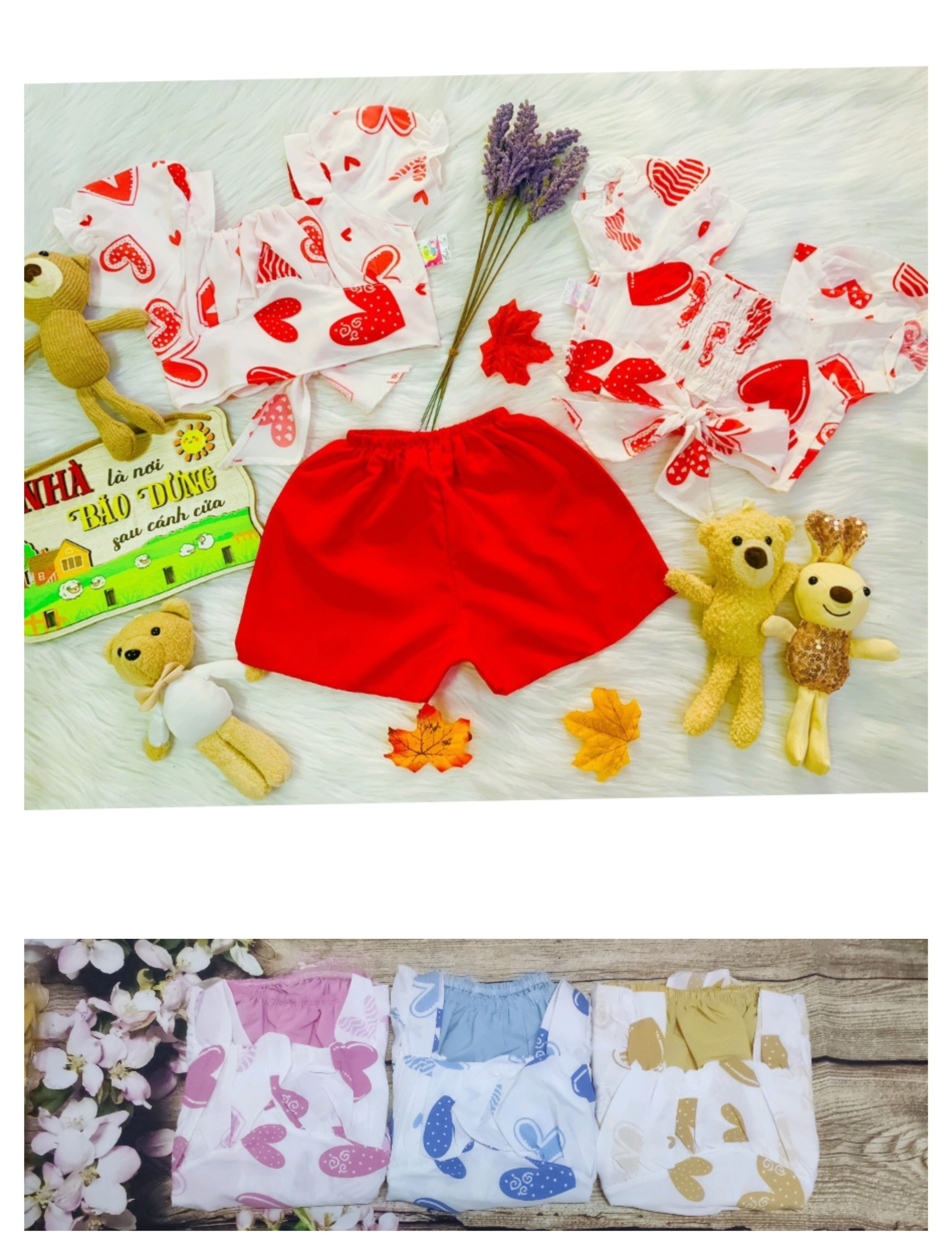 Bộ Lụa Tay Phồng Ngắn Chấm Bi Bé (giao màu ngẫu nhiên) (6-18kg)