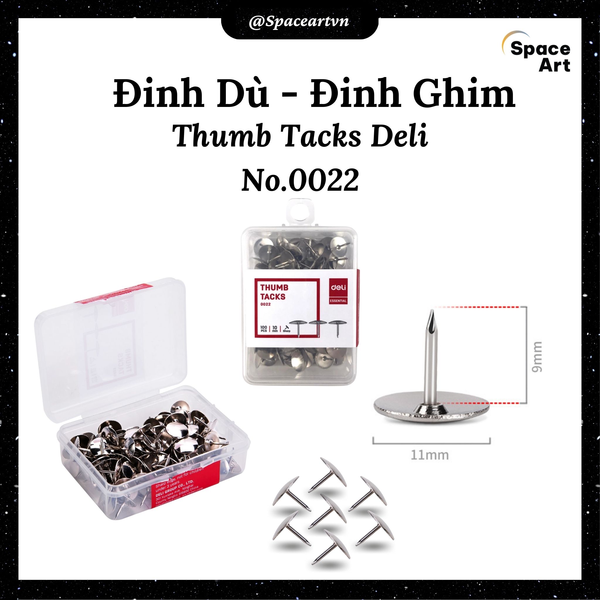 Đinh dù - đinh ghim deli no.0022
