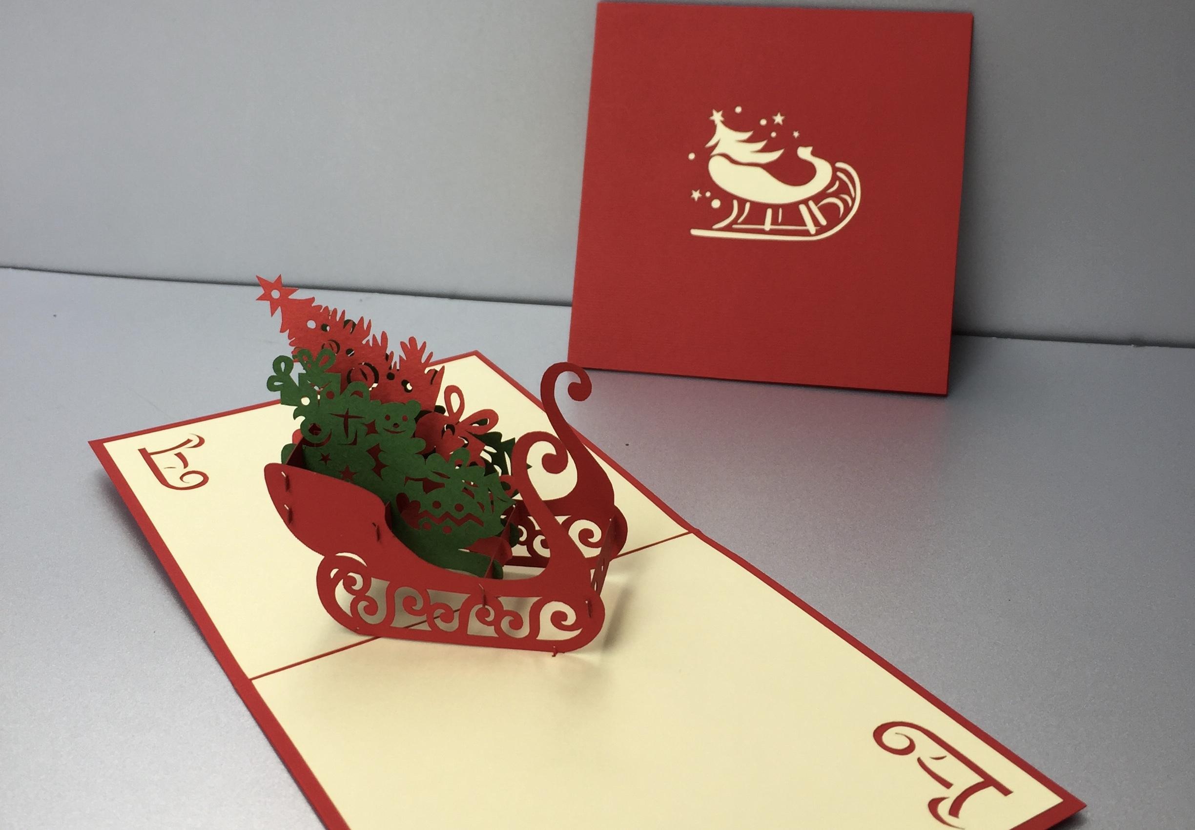 Xe Trượt Tuyết - Noel - Thiệp 3D