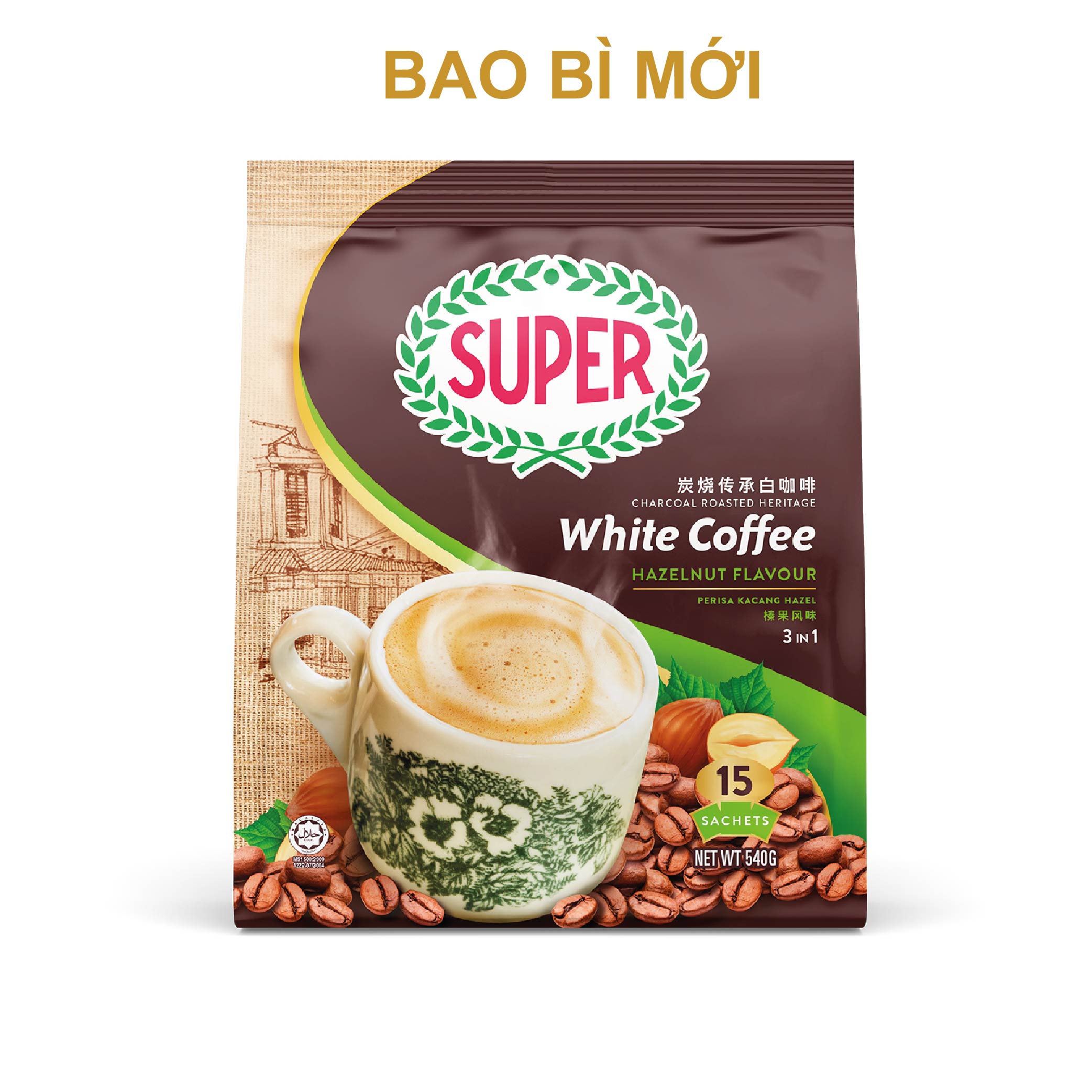 HCMDate 7 2023 Cà phê trắng Super White Coffee Hazelnut hàng nhập khẩu