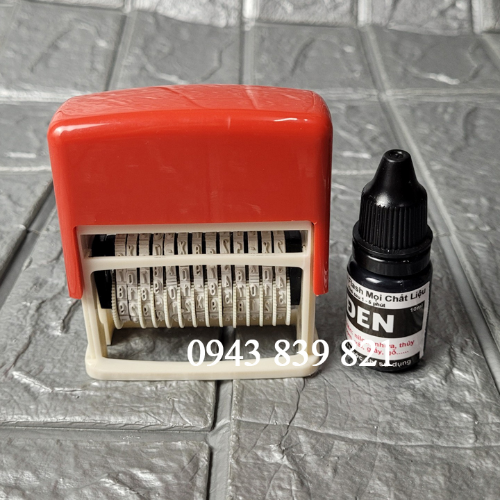 Con dấu 13 số xoay thay đổi liền mực - mực mọi chất liệu 10ml
