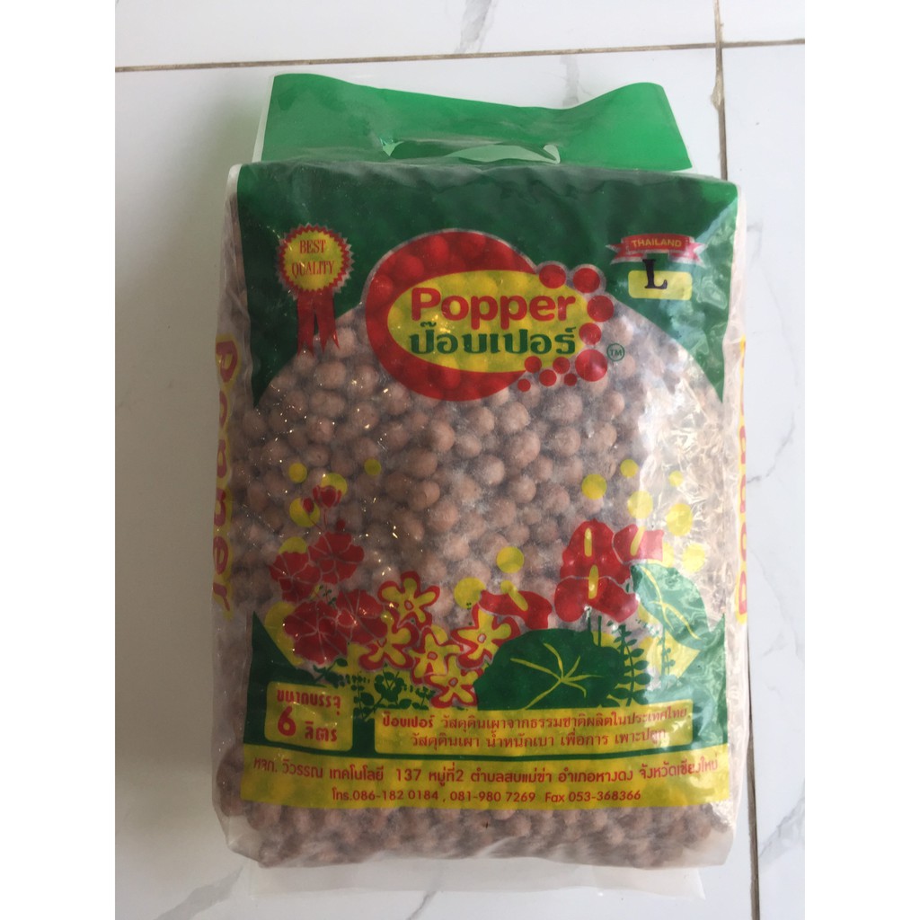 Đất nung Thái Lan bao 6lít size L - giá thể trồng cây trang trí mặt chậu cây, sỏi nhẹ bền