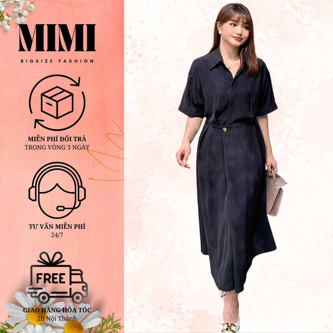 Đầm Big Size (50KG-95KG) Dáng Dài Cúc Eo Form Xòe