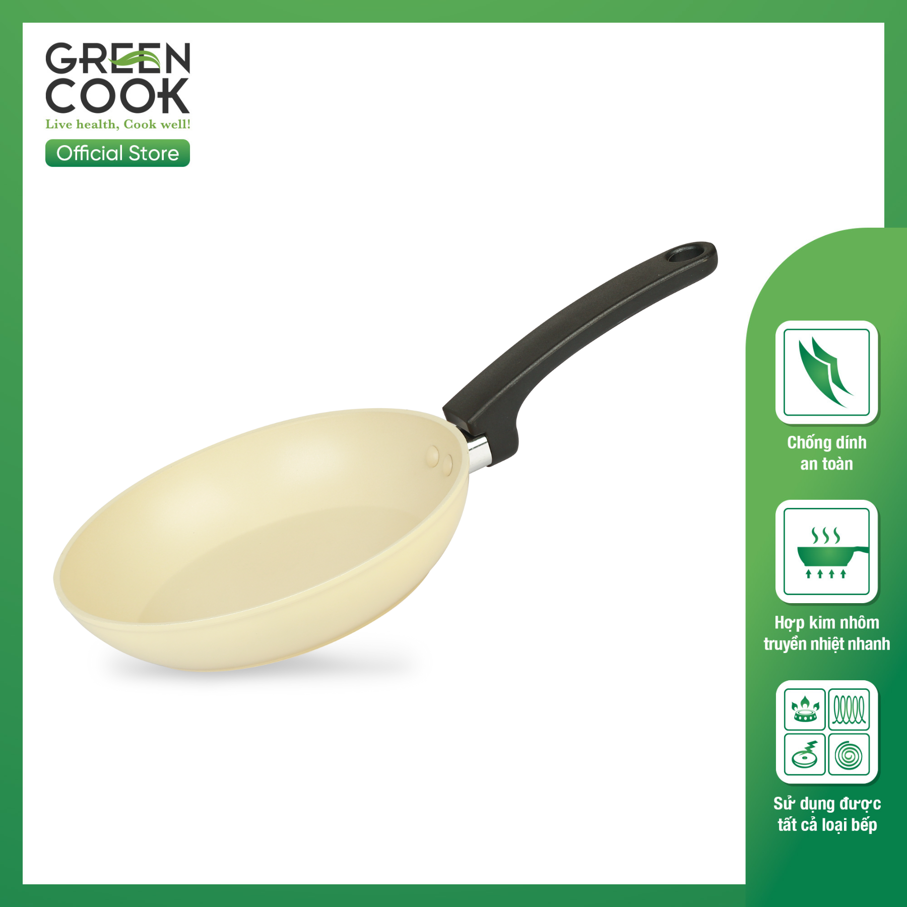 Chảo Vân Đá Đáy Từ Green Cook GCP224-20IH…