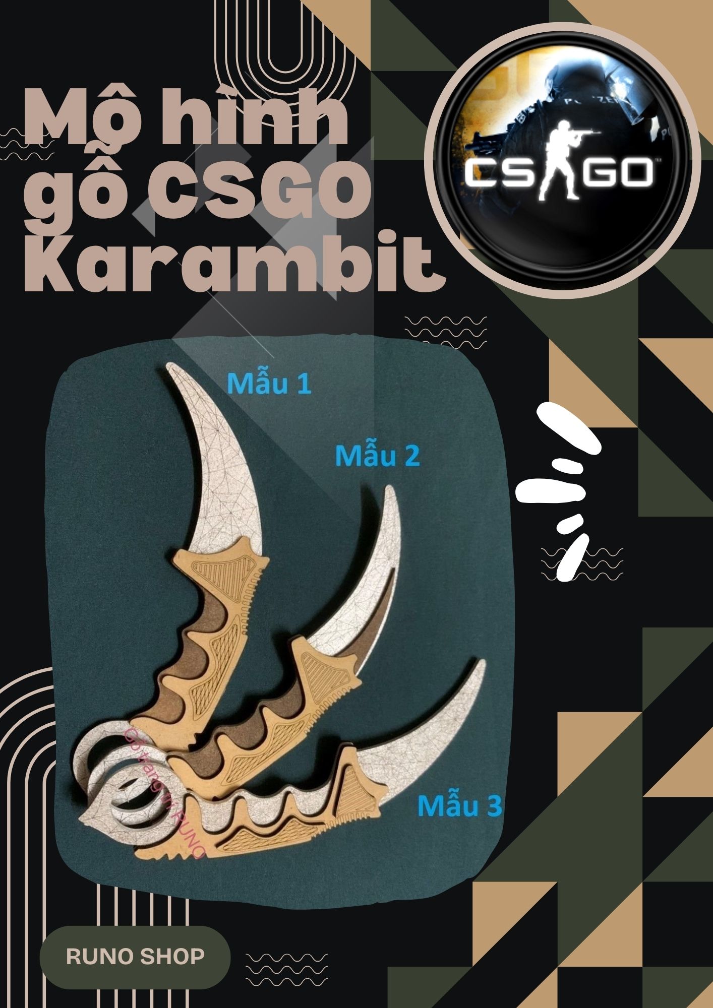Mô hình đồ chơi lắp ráp gỗ có sơn màu sẵn CSGO Đột Kích