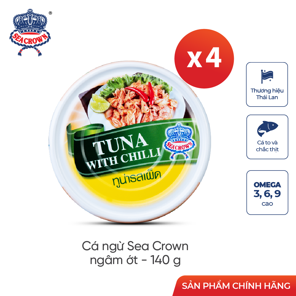 Lốc 4 Lon -  Cá Ngừ Sea Crown Sốt Ớt 140g