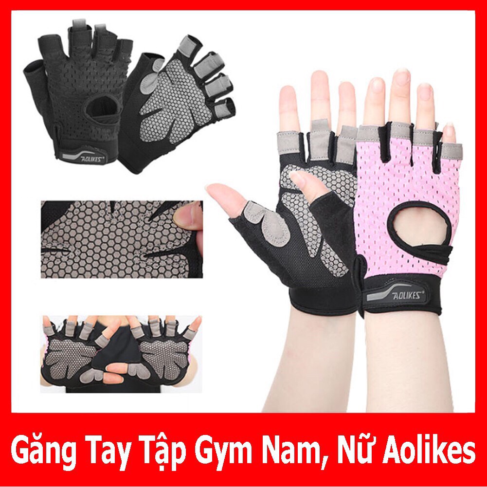 Găng Tay Nam, Nữ Tập thể thao, tập Gym có cuốn cổ Chính Hãng Aolikes Hở Bàn  AL113B