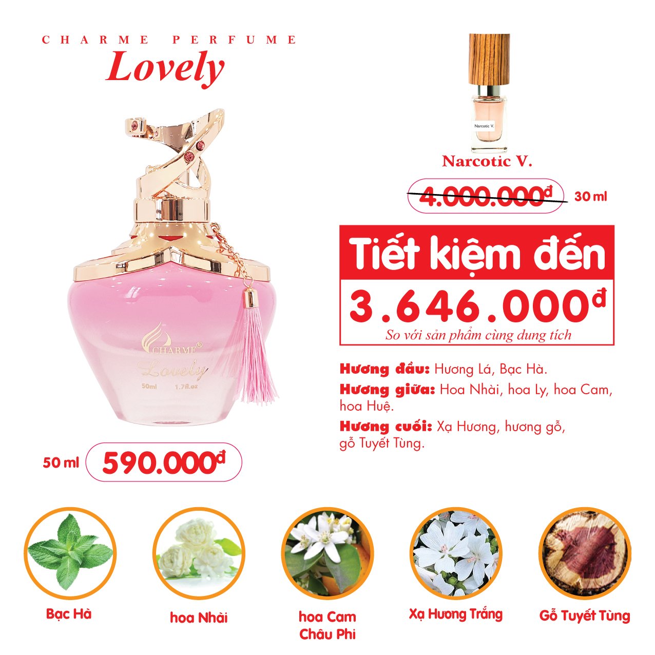 Perfume women charme lovely 50ml