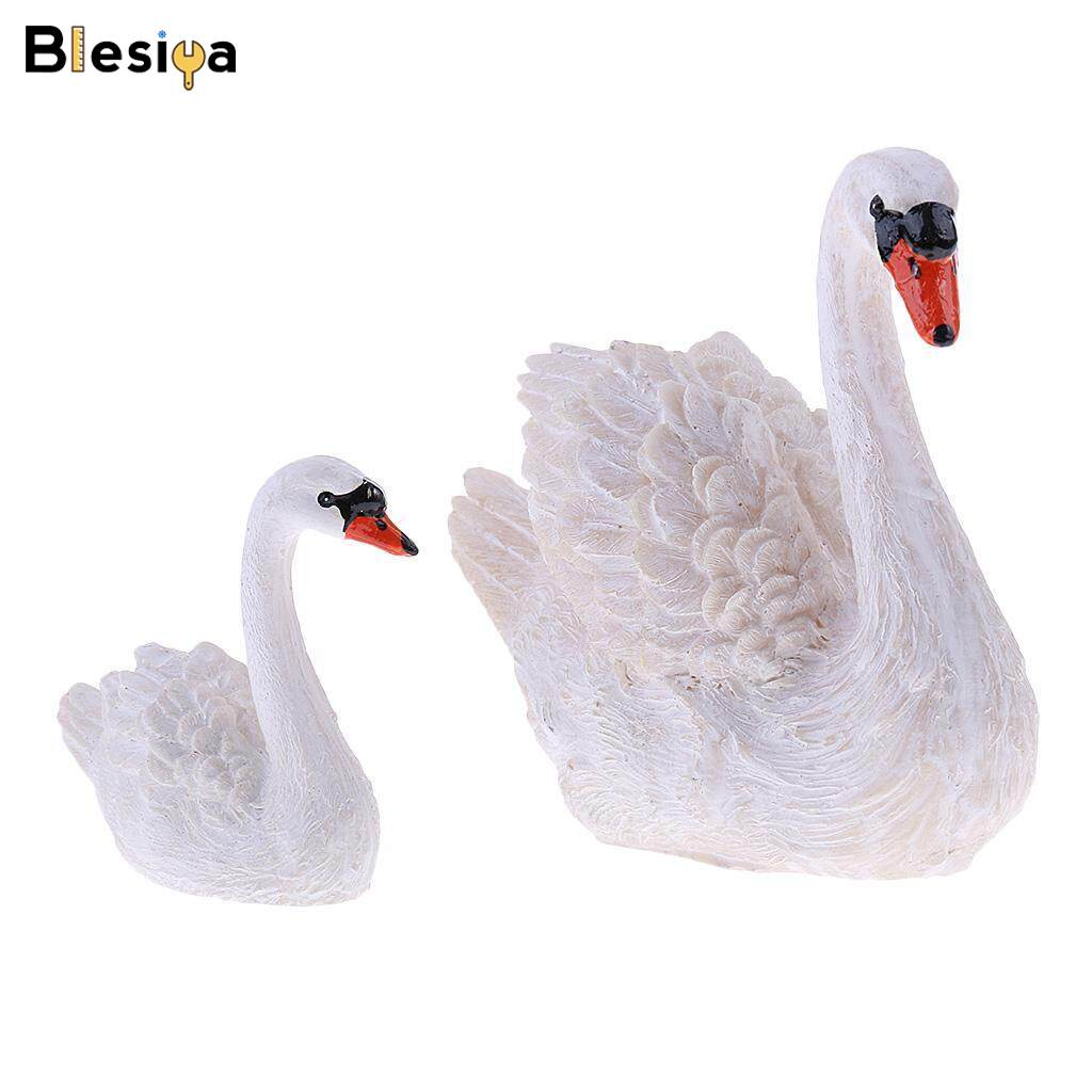 Blesiya 2Pcs Resin Swan Sculpture for Outdoor Home Garden Decor Collectible Ornament