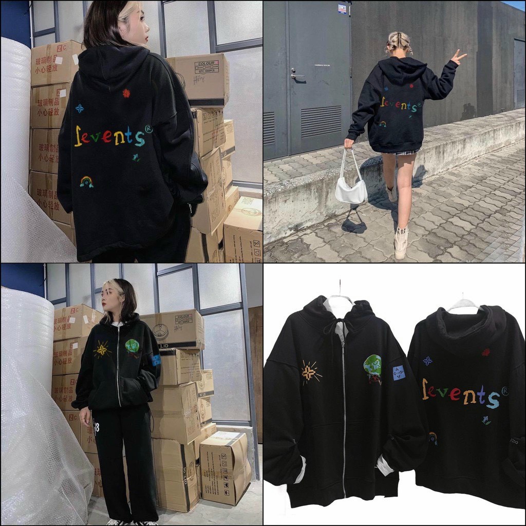 Áo khoác nỉ fevents nữ nam mặc 💖hot rẻ đẹp💖 áo hoodie có dây kéo - form rộng unisex khoác chống nắng cực tốt jacket