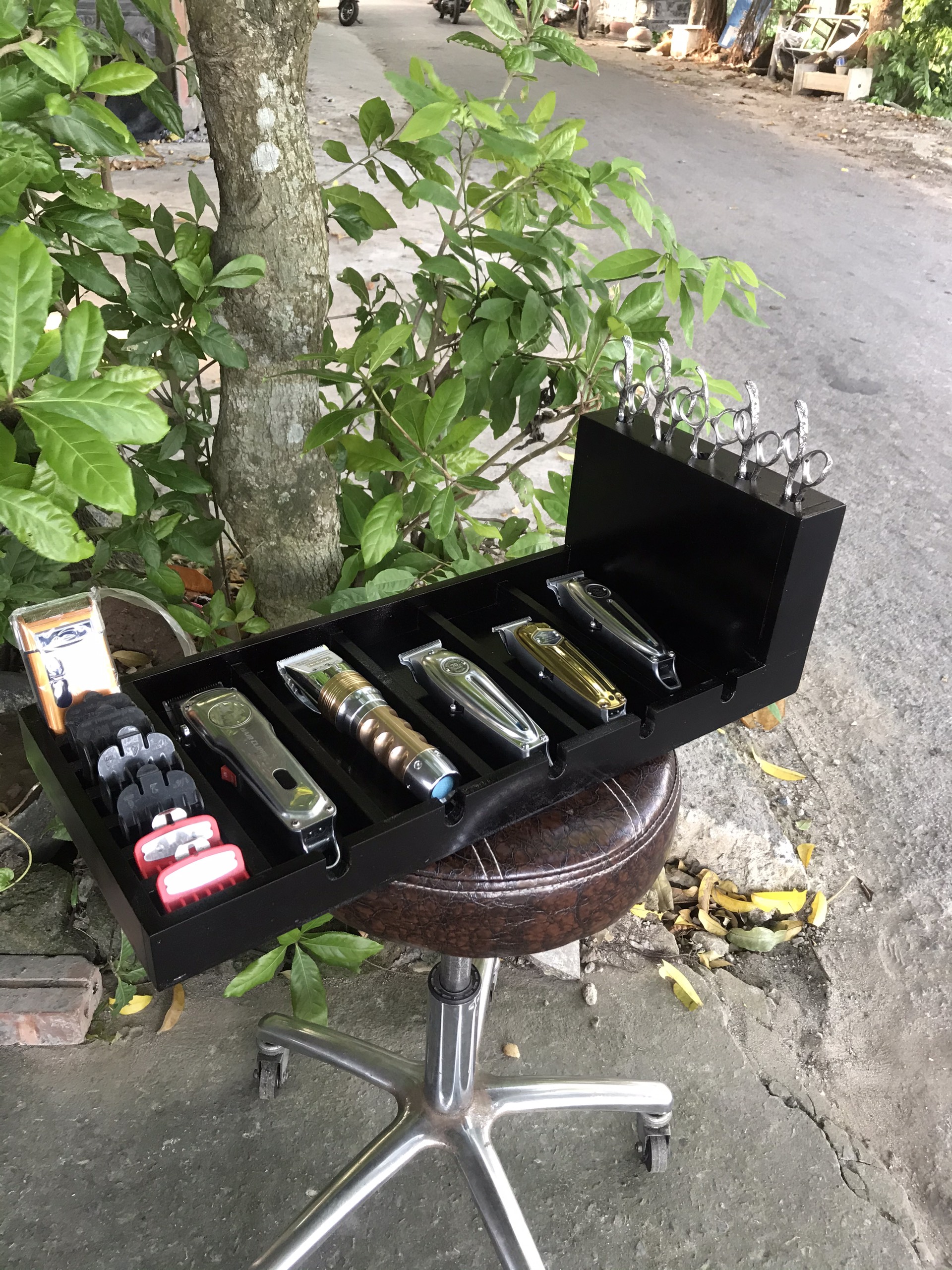 khay gỗ đựng tông đơ