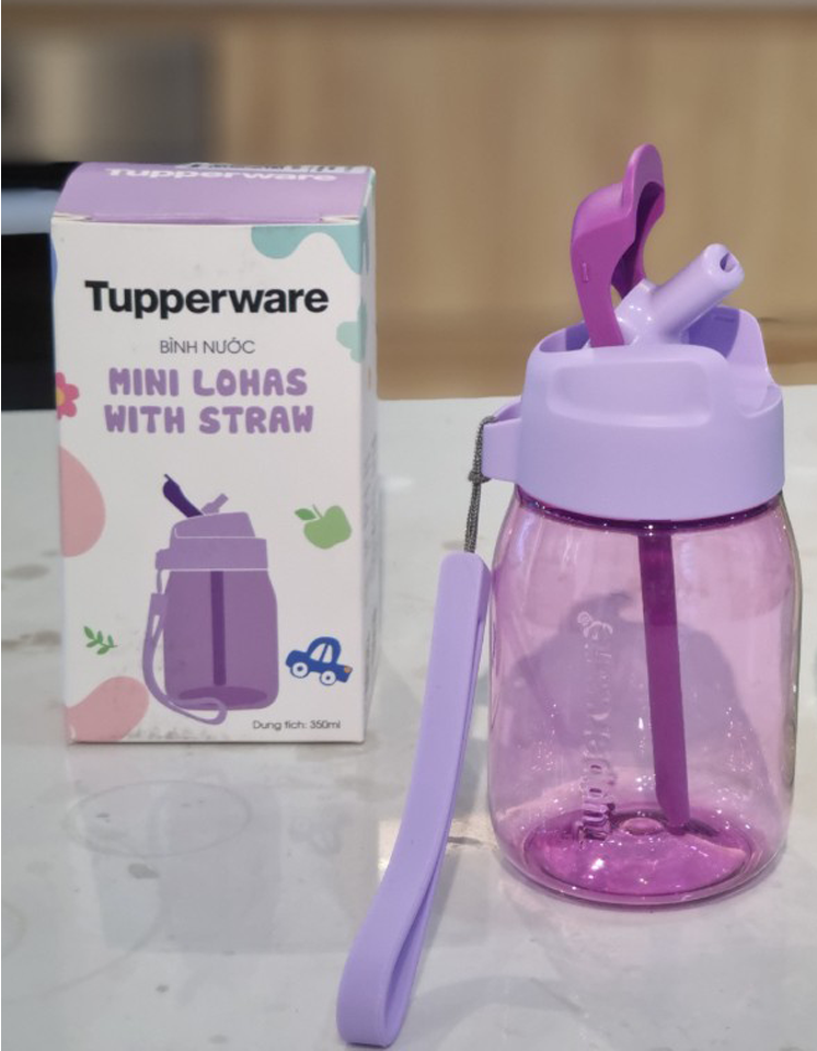 Bình nước Tupperware Mini Lohas có ống hút 350ml