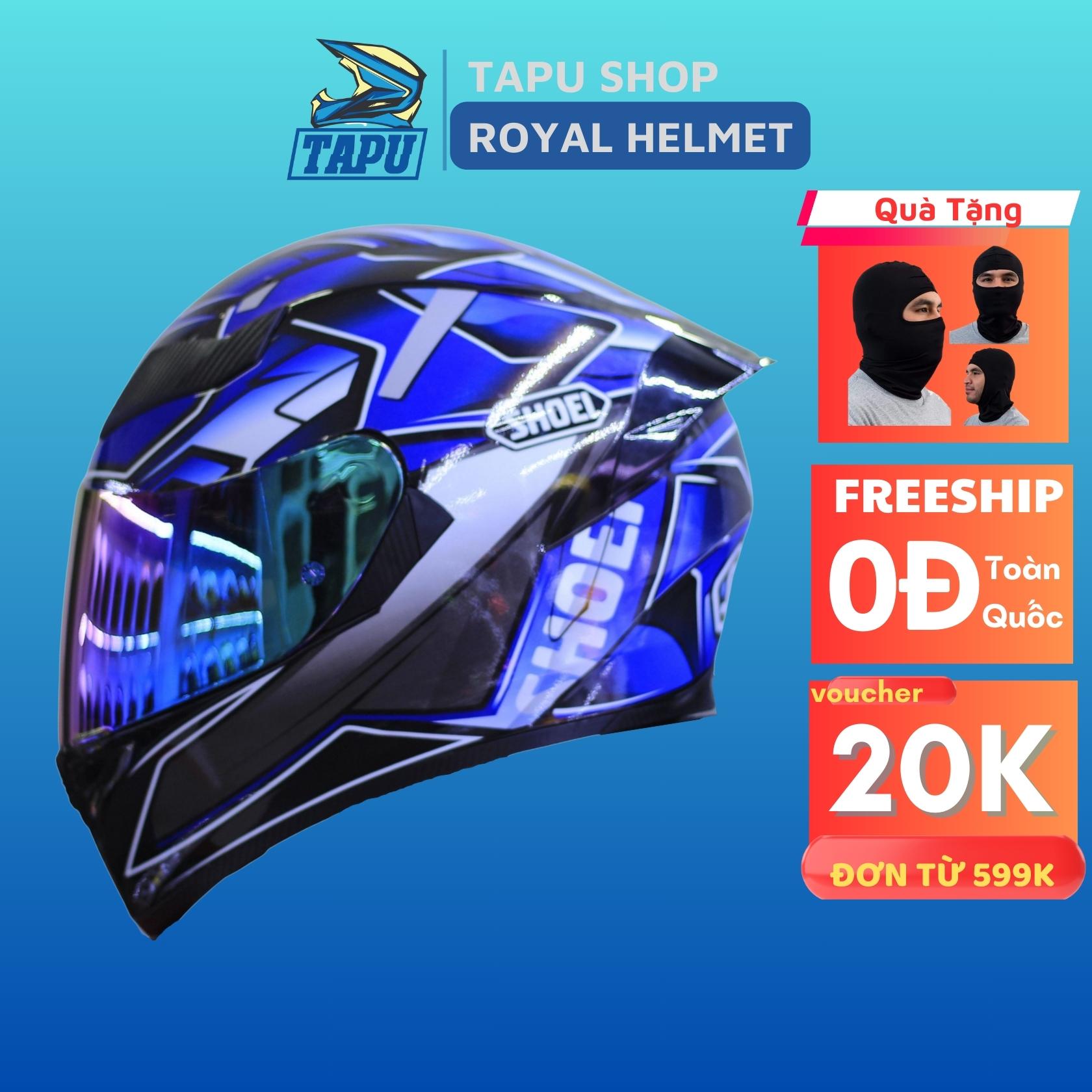 [HCM]Nón Fullface ROYAL M138B 1 Kính Lên Tem Shoei Xanh Dương - Tapu Shop