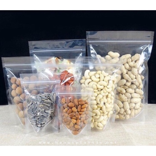200gr túi zip đáy đứng 2 mặt trong bấm vào chọn size