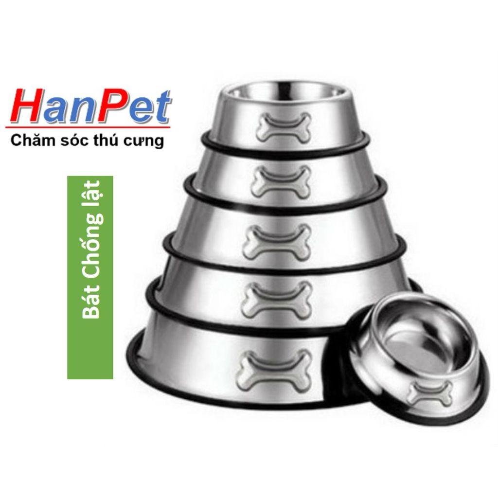 Hanpet - Bát / chén ăn inox Không gỉ sét - Bát inox chống lật dành cho chó mèo bát ăn chó mèo thú cưng