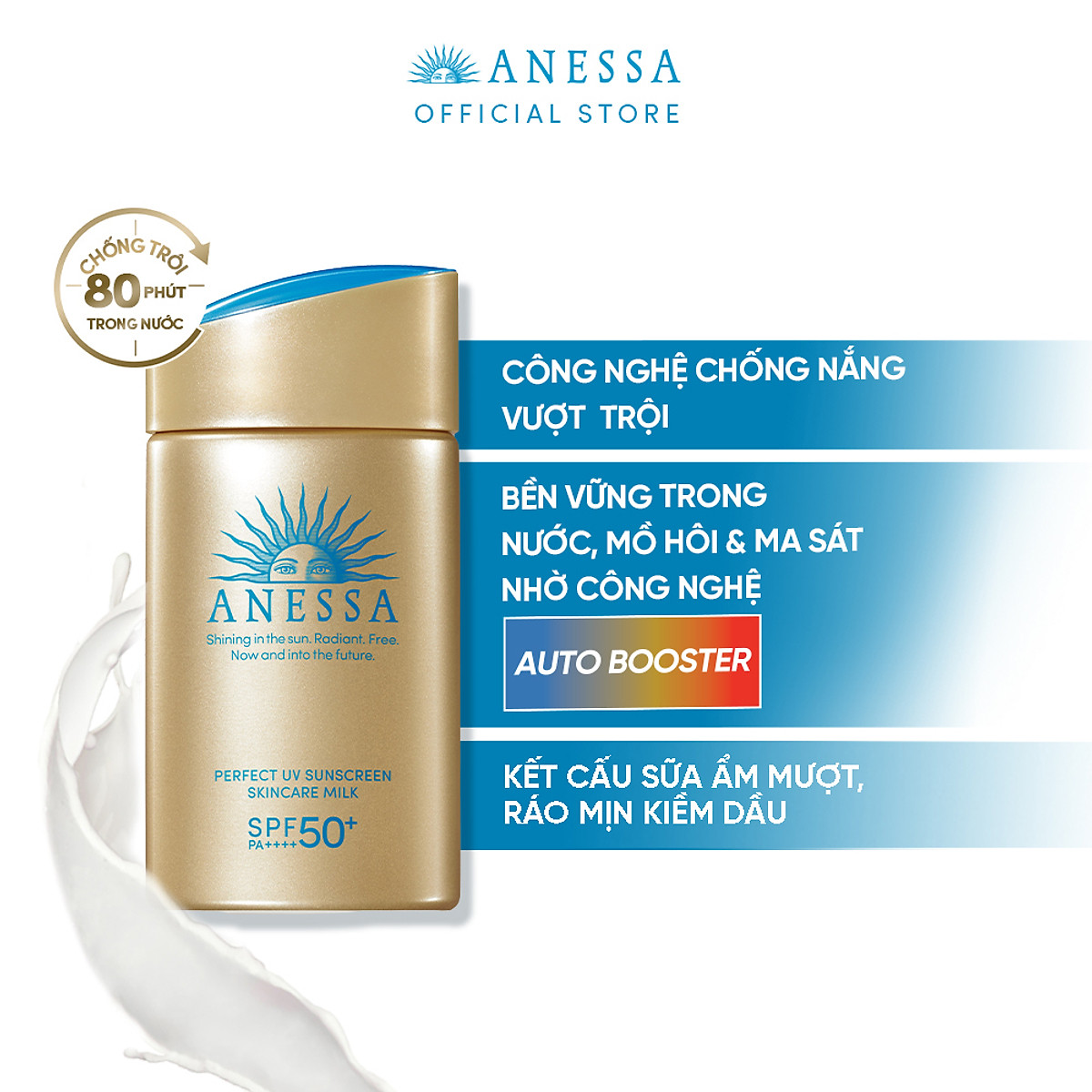 Bộ 2 Kem chống nắng dạng sữa dưỡng da bảo vệ hoàn hảo Anessa Perfect UV Skincare Milk SPF 50+ PA++++ 60ml