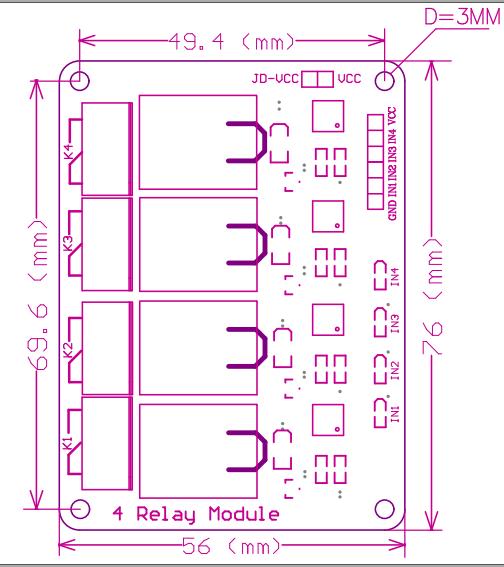 Module Relay 4 Kênh 5v kích mức 0