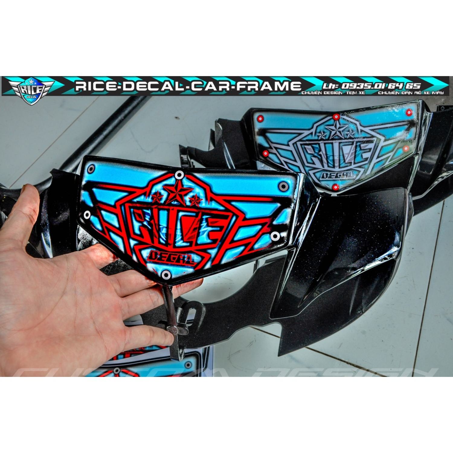 Tem Dán Hộp Đầu Sirius Sihello Đen Logo Rice decal