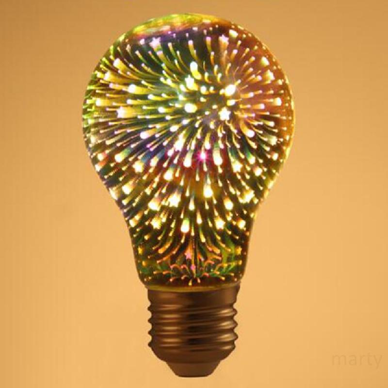 Đèn LED 6W chất liệu bạc mạ thủy tinh phát ra pháo hoa pha lê 3D đầy màu sắc dùng trong các dịp Giáng Sinh, sinh nhật - INTL