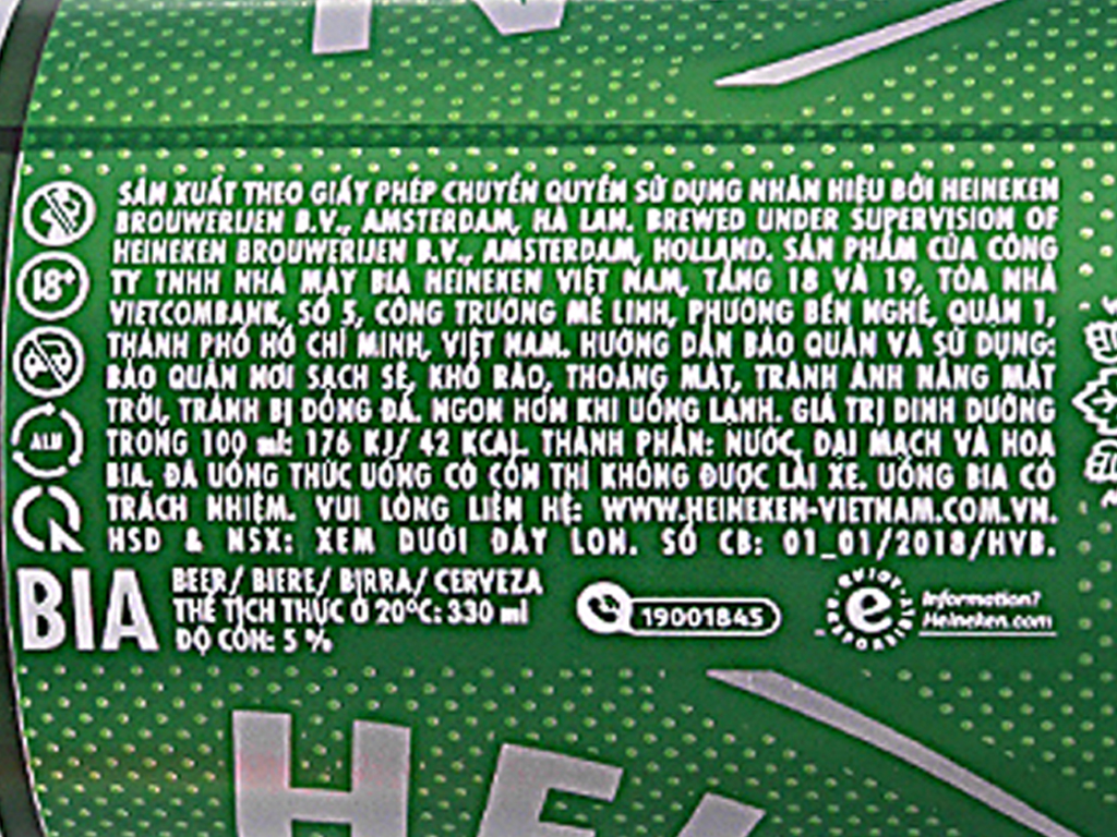 Thùng Bia Heineken 24 Lon Thường (330ml / Lon)