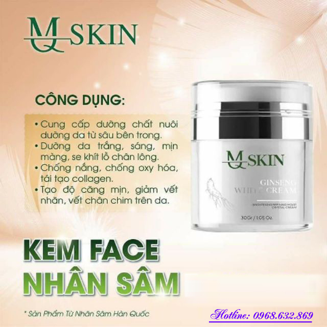 Kem Face nhân sâm MQ SKIN (30g) Chính Hãng