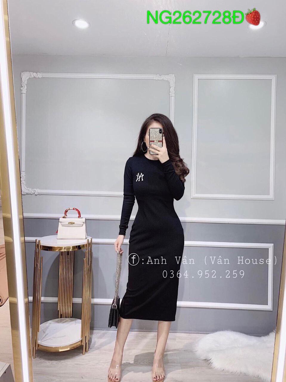 Đầm body tay dài thun tăm cao cấp
