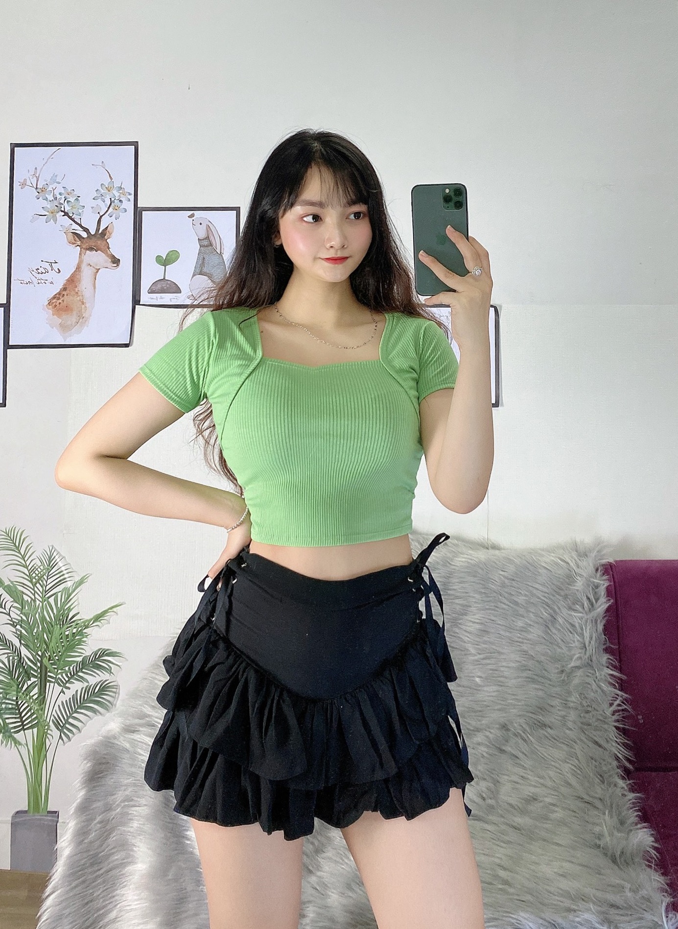 Áo croptop thun gân, vải thun mềm mại freesize dưới 58kg