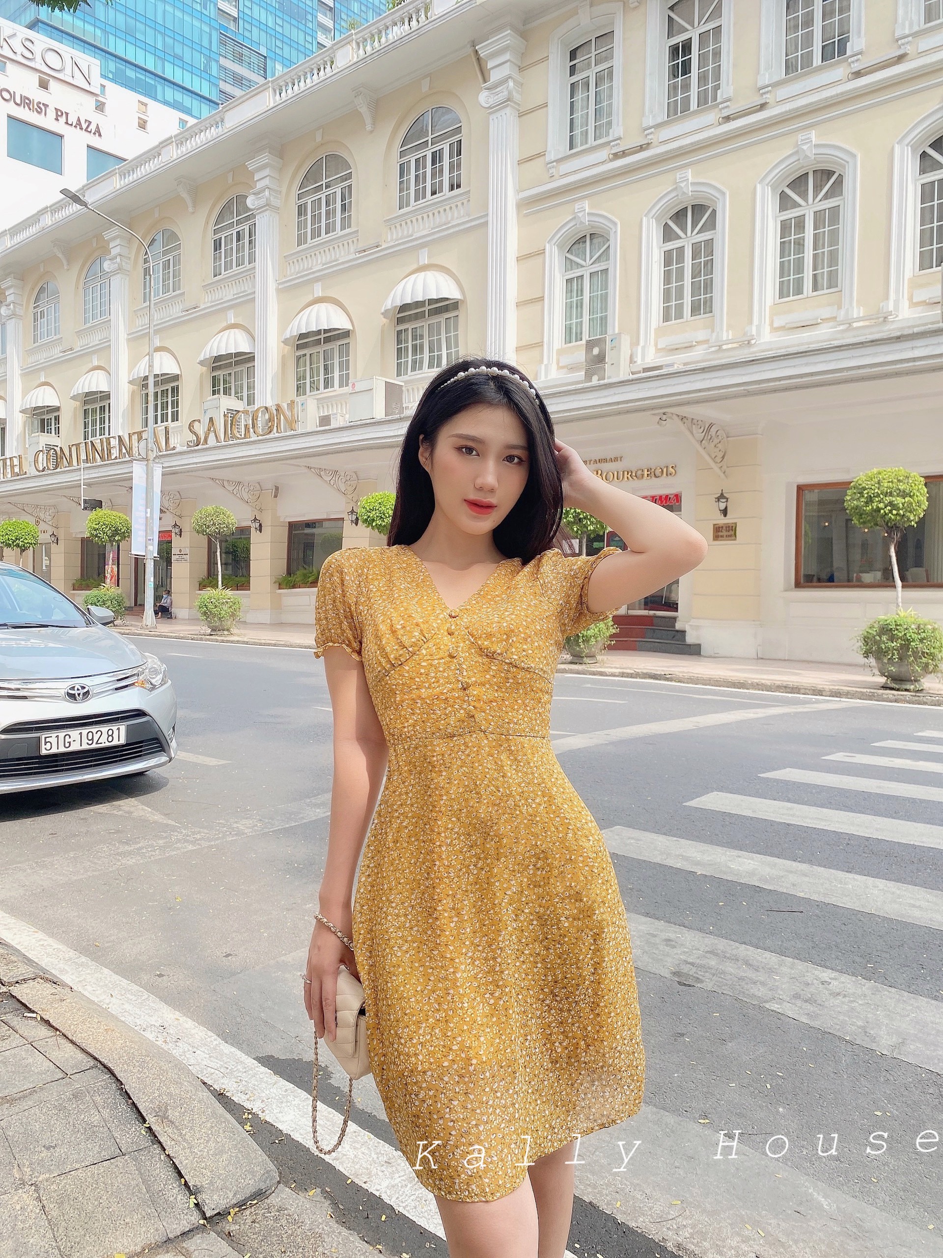 Đầm voan bông vàng(Ảnh thật shop tự chụp 100%)