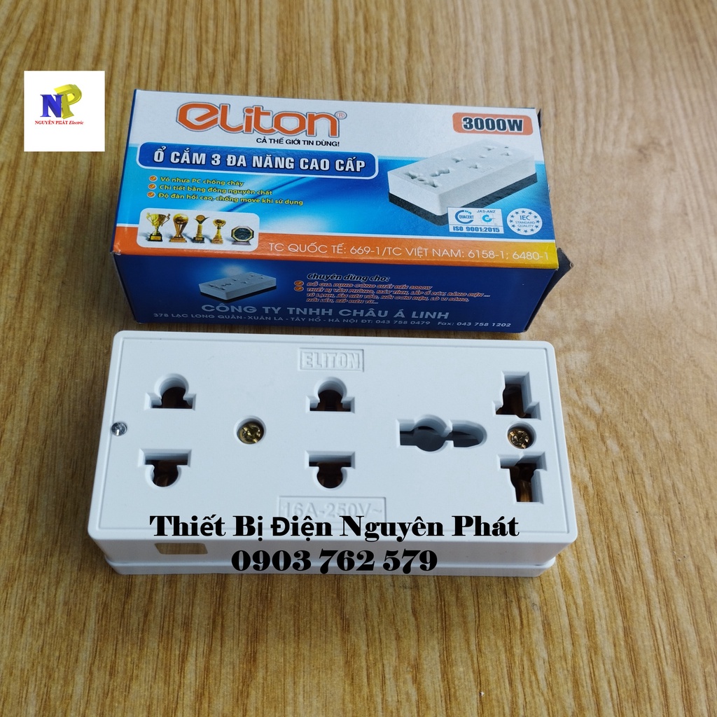 [ELITON] Ổ Cắm 3 Lổ Có Đa Năng 16A-250V