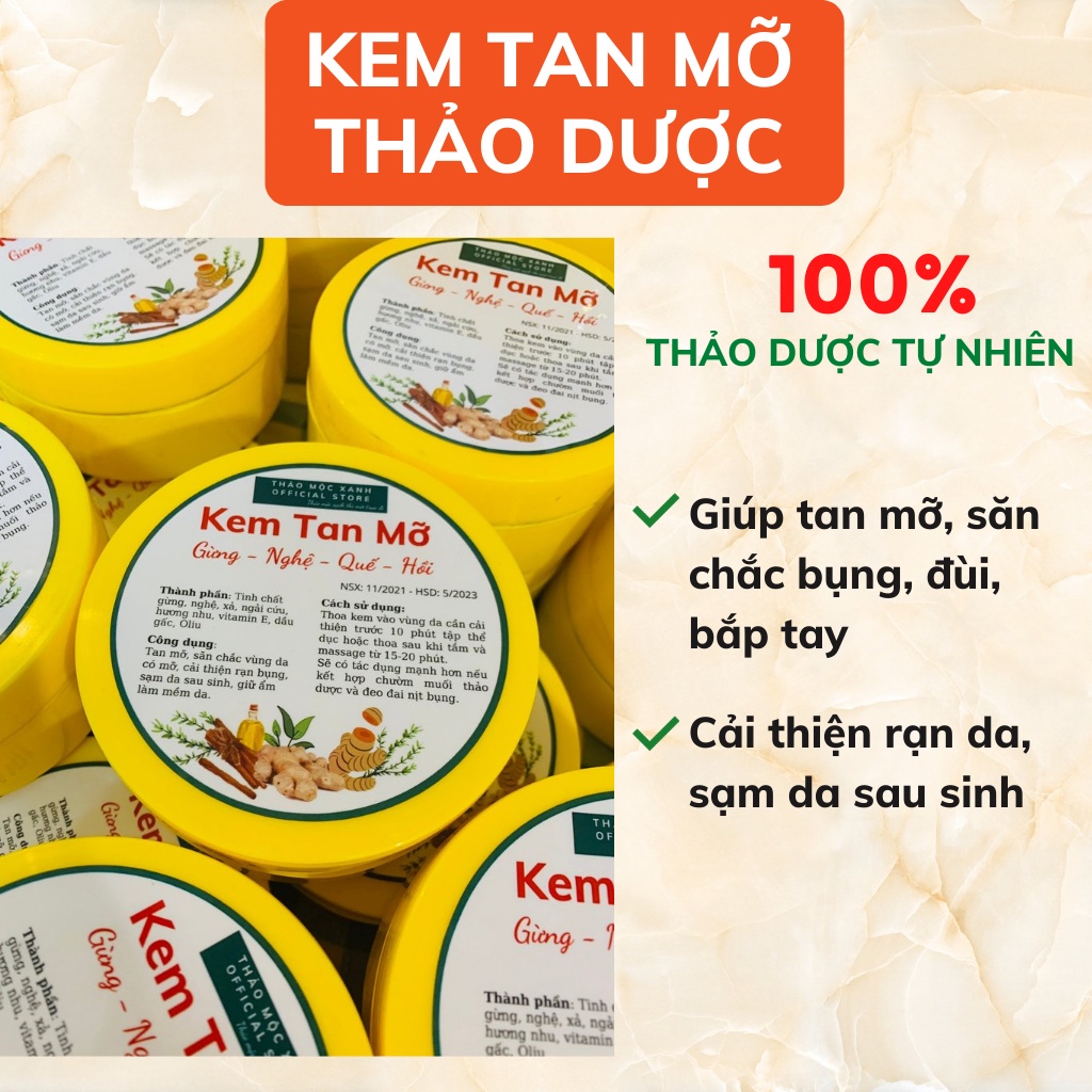 Kem Bôi Tan Mỡ Bụng, Đùi, Bắp Tay, Giảm Rạn Da