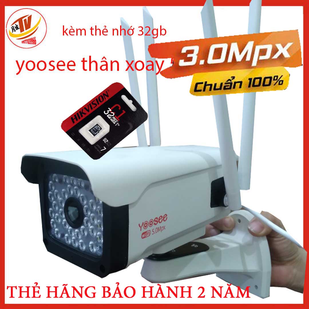 [kem thẻ 32gb 64gb] camera wifi 3.0 ngoài trời xoay 360 độ- trong nhà camera yoosee 4 Râu 3.0 Mpx full hd 2048p camaera yoosee ngoài trời 3.0
