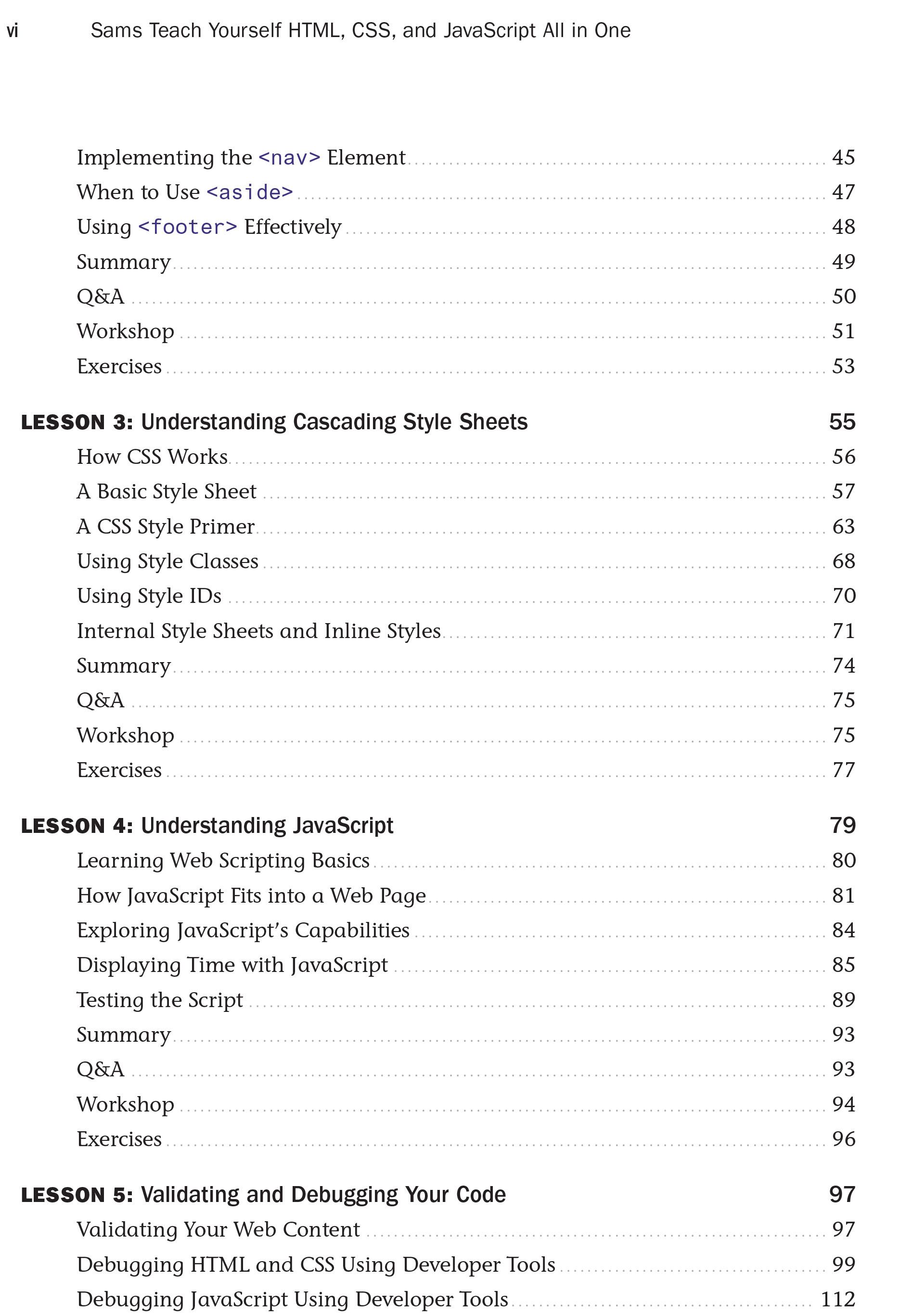 HTML, CSS, and JavaScript All in One Covering HTML5, CSS3, and ES6, Sams Teach Yourself
