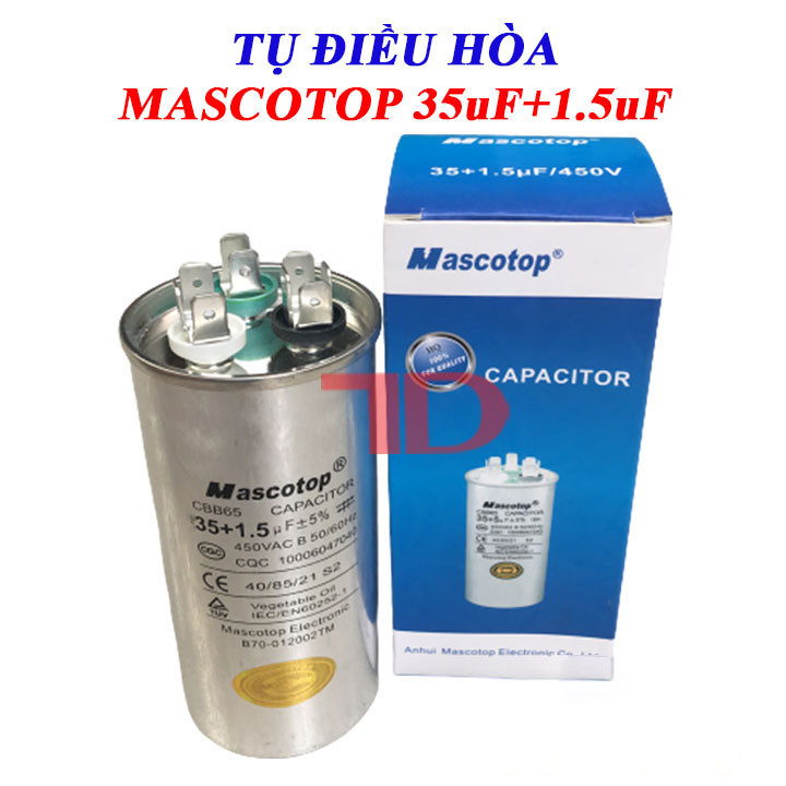 Tụ điều hòa mascotop 35uf+1.5uf, capa quạt đuôi nóng, capacitor mascotop