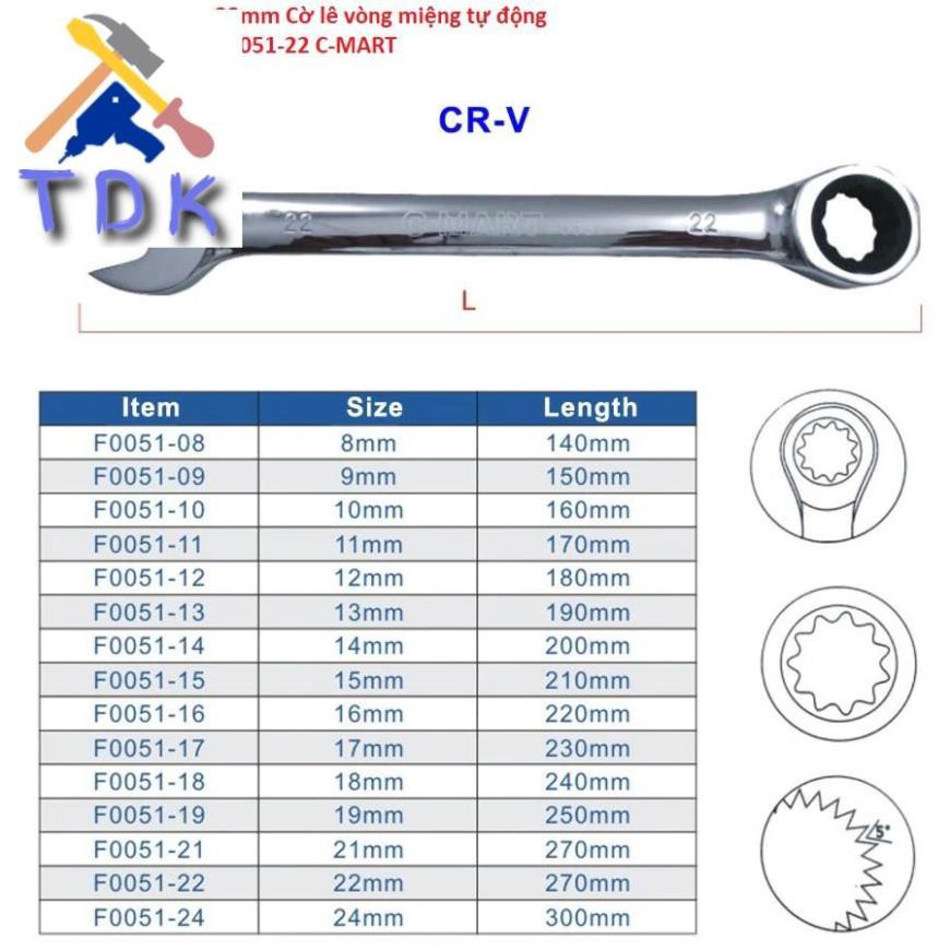 22mm cờ lê vòng miệng tự động f0051-22 c-mart