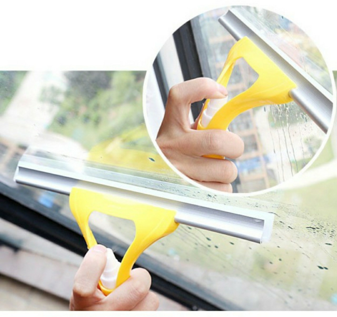 Cây Lau Gạt Kính - Dụng Cụ Lau Kính Có Tay Cầm, Cây Lau Kính Cầm Tay Tiện Lợi Kèm Bình Xịt Thông Minh.