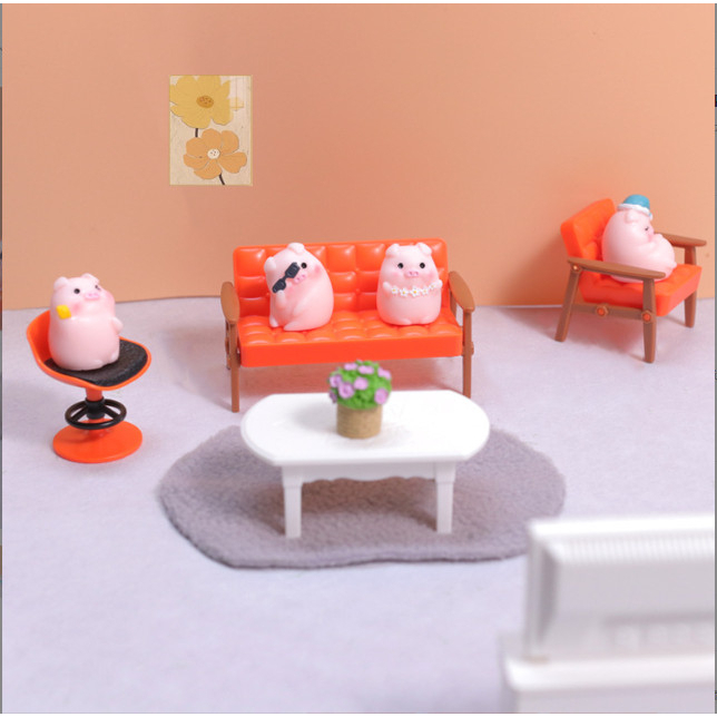 Mô hình heo con bed time decor bàn học, terrarium