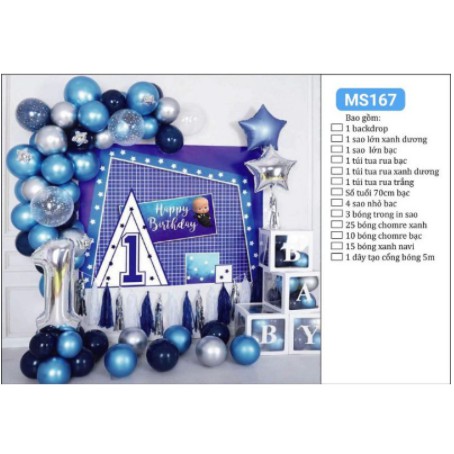[HCM](KÈM BACKDROP) SET BÓNG SINH NHẬT BABY BOSS NHÓC TRÙM