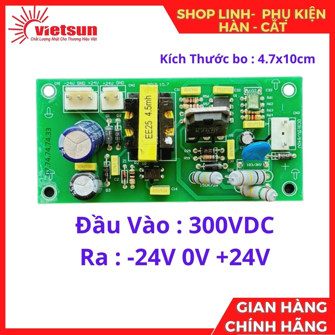 Bo mạch máy hàn, bo nguồn chế 24v +-, bo nguồn đối xứng