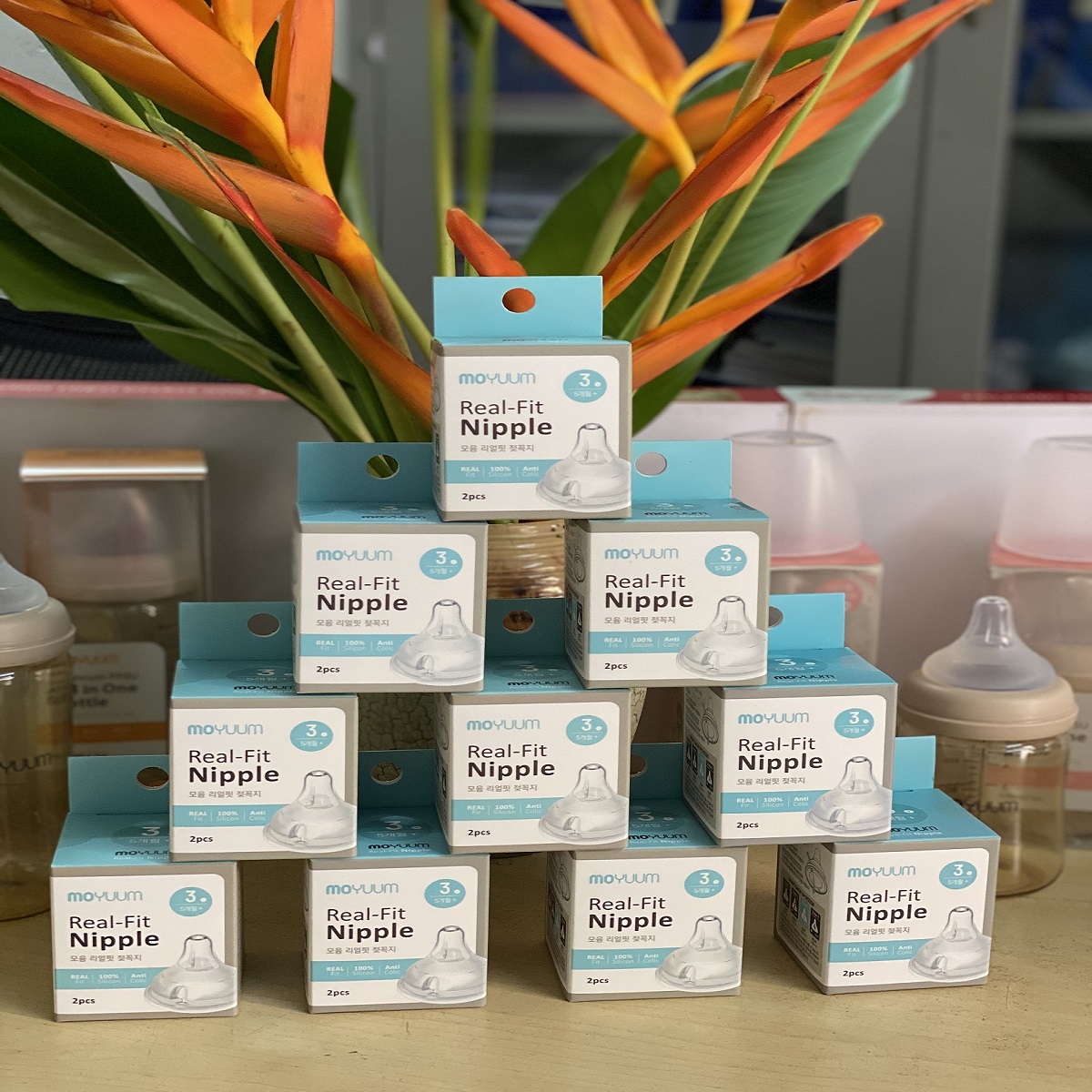 Núm ty Moyuum Hàn Quốc, Dành cho bình sữa cổ rộng, [ 2 cái / hộp]
