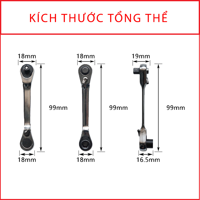 Cần Tự Động Mini - Đầu Lục Giác + Đầu Tuýp 1/4"  (SL:1 Cái)