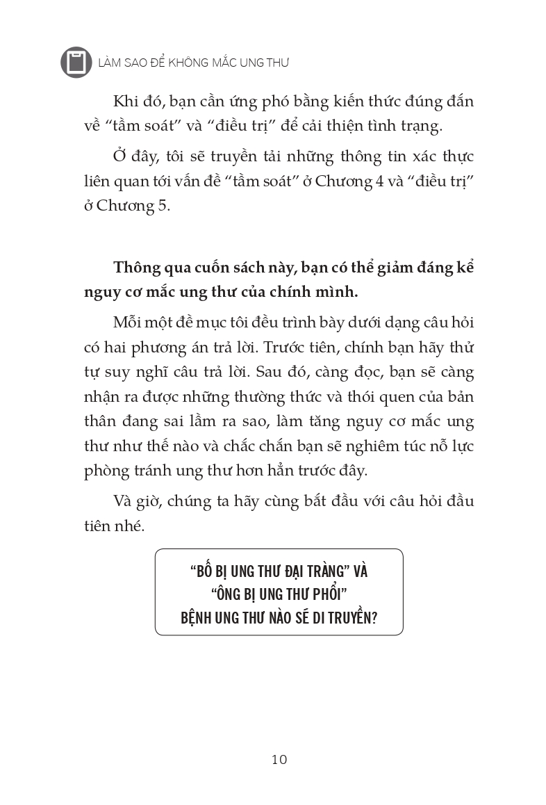 Sách Làm sao để không mắc ung thư