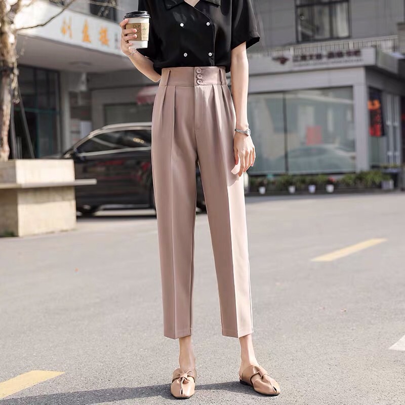 Quần công sở baggy cạp cao 3 cúc